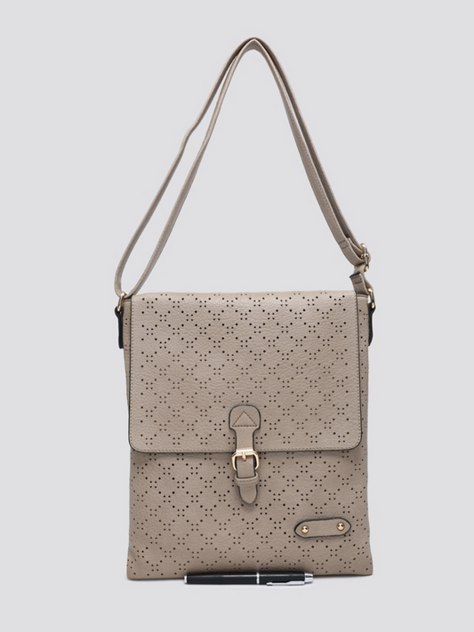 Soft Touch Diamond Perforated Crossbody Bag