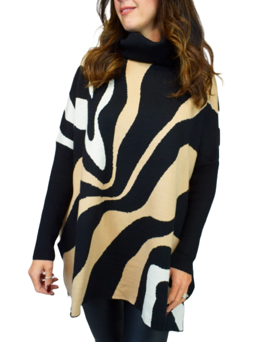 Swirl Longline Roll Neck Jumper