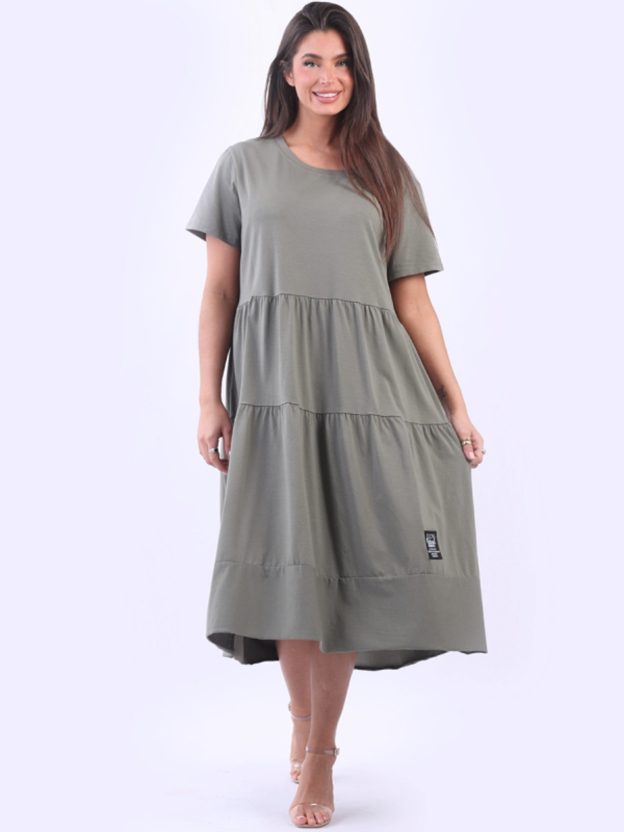 Tiered Lagenlook Cotton Dress