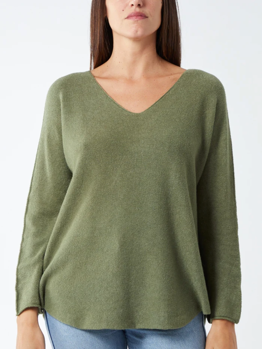 V Neck Raw Edge Jumper