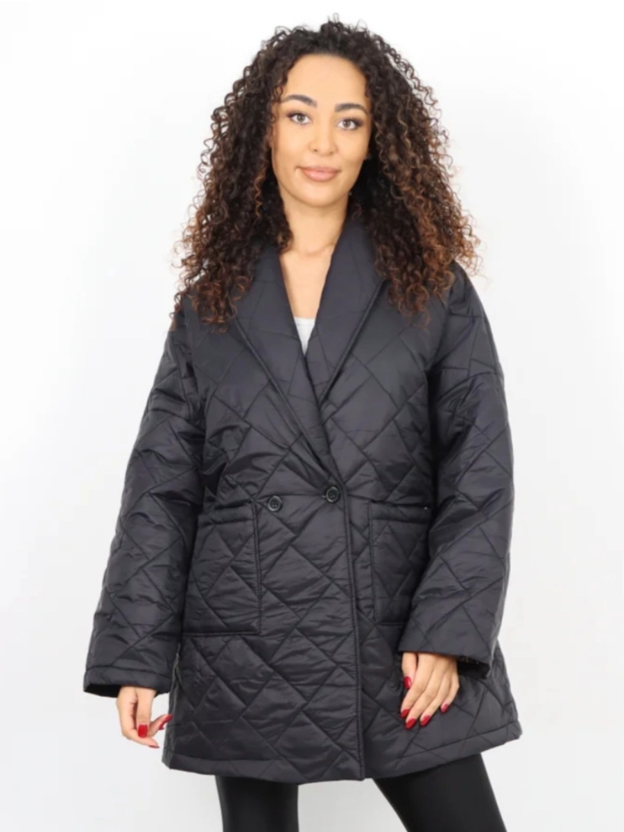 Leopard Lined Quilted Front Pockets Jacket