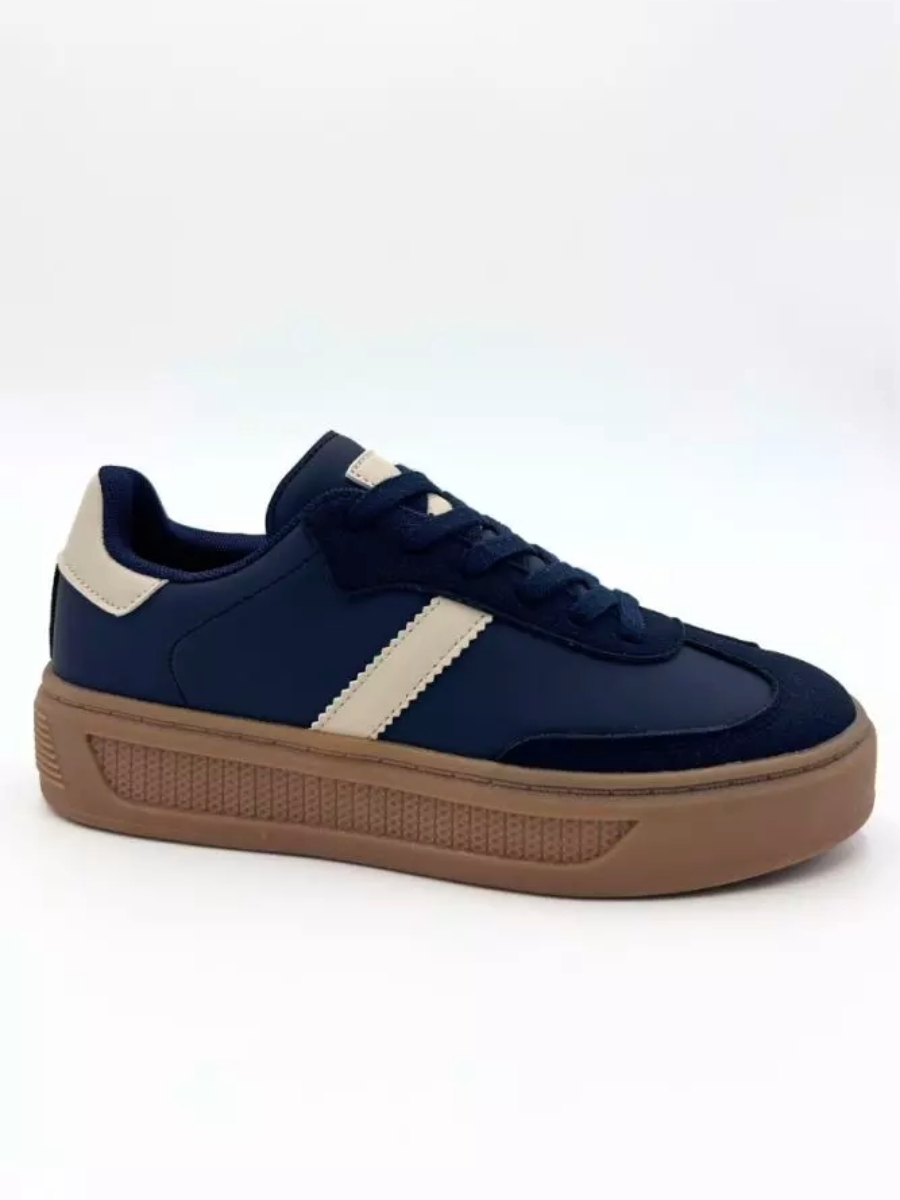 Ladies Navy Gumsole Fashion Trainer