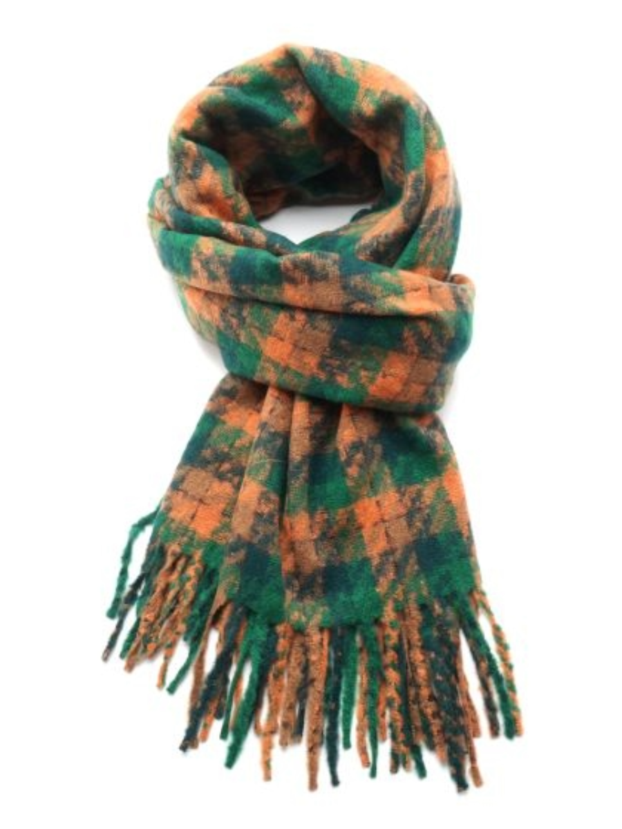 Green Soft Tartan Scarf and Bag