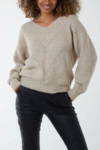 Load image into Gallery viewer, Pointelle V Neck Jumper
