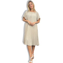 Load image into Gallery viewer, Bardot Pleated Swing Dress
