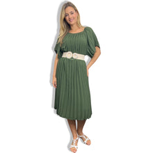 Load image into Gallery viewer, Bardot Pleated Swing Dress
