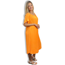 Load image into Gallery viewer, Bardot Pleated Swing Dress
