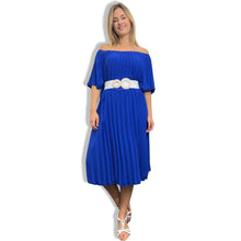 Load image into Gallery viewer, Bardot Pleated Swing Dress
