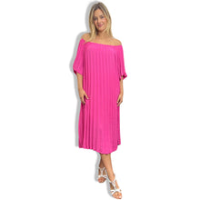 Load image into Gallery viewer, Bardot Pleated Swing Dress
