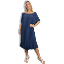 Load image into Gallery viewer, Bardot Pleated Swing Dress
