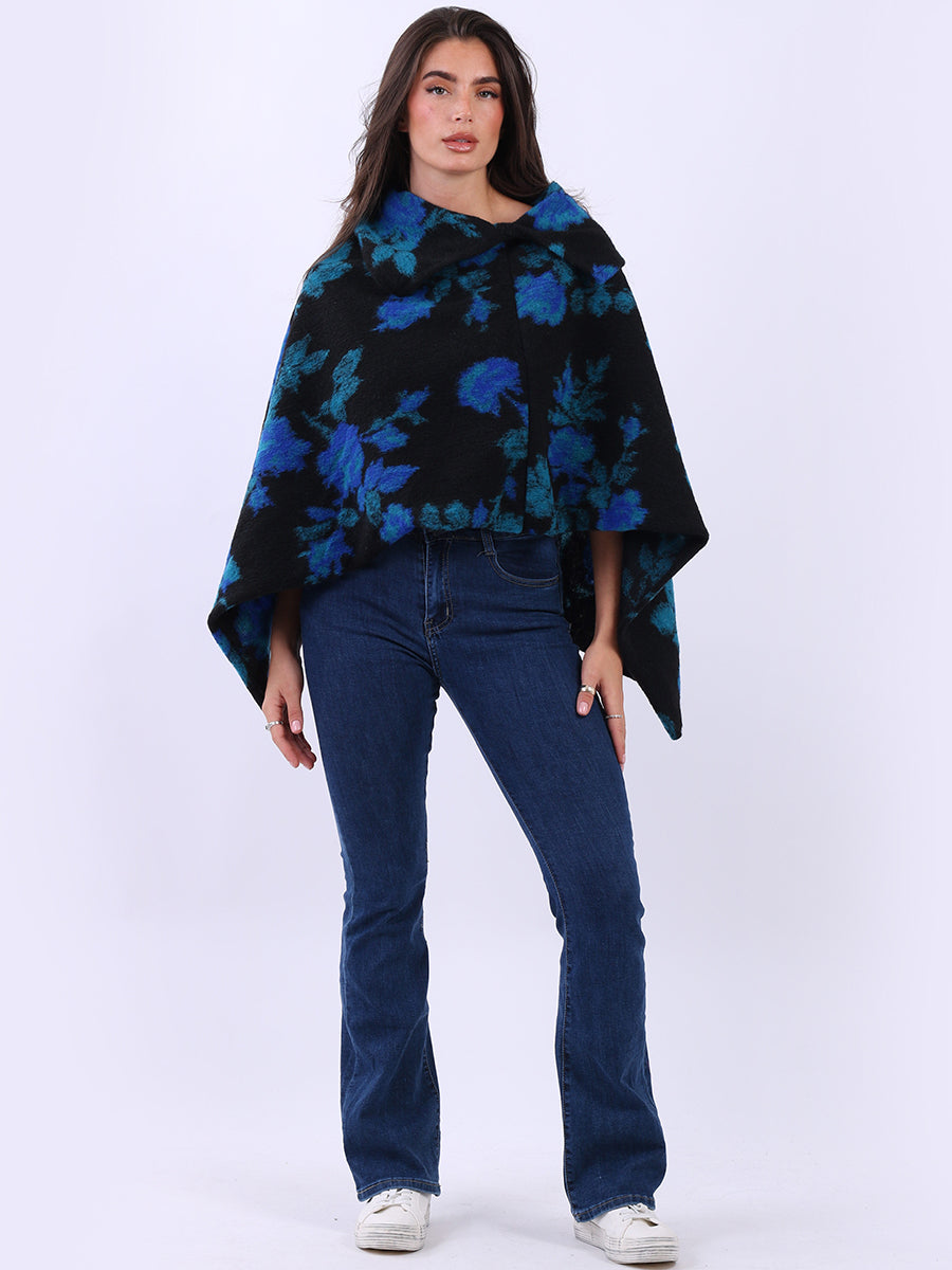 Drop Neck Floral Poncho