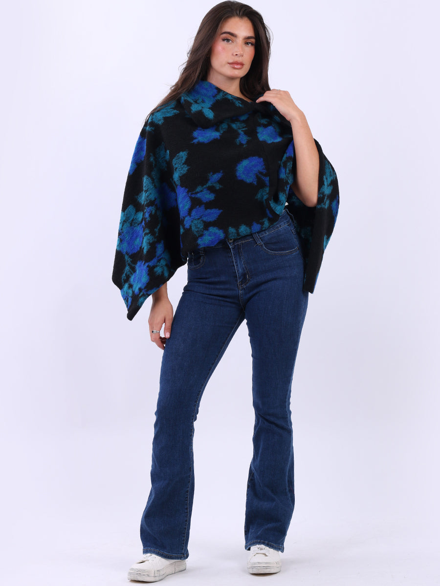 Drop Neck Floral Poncho