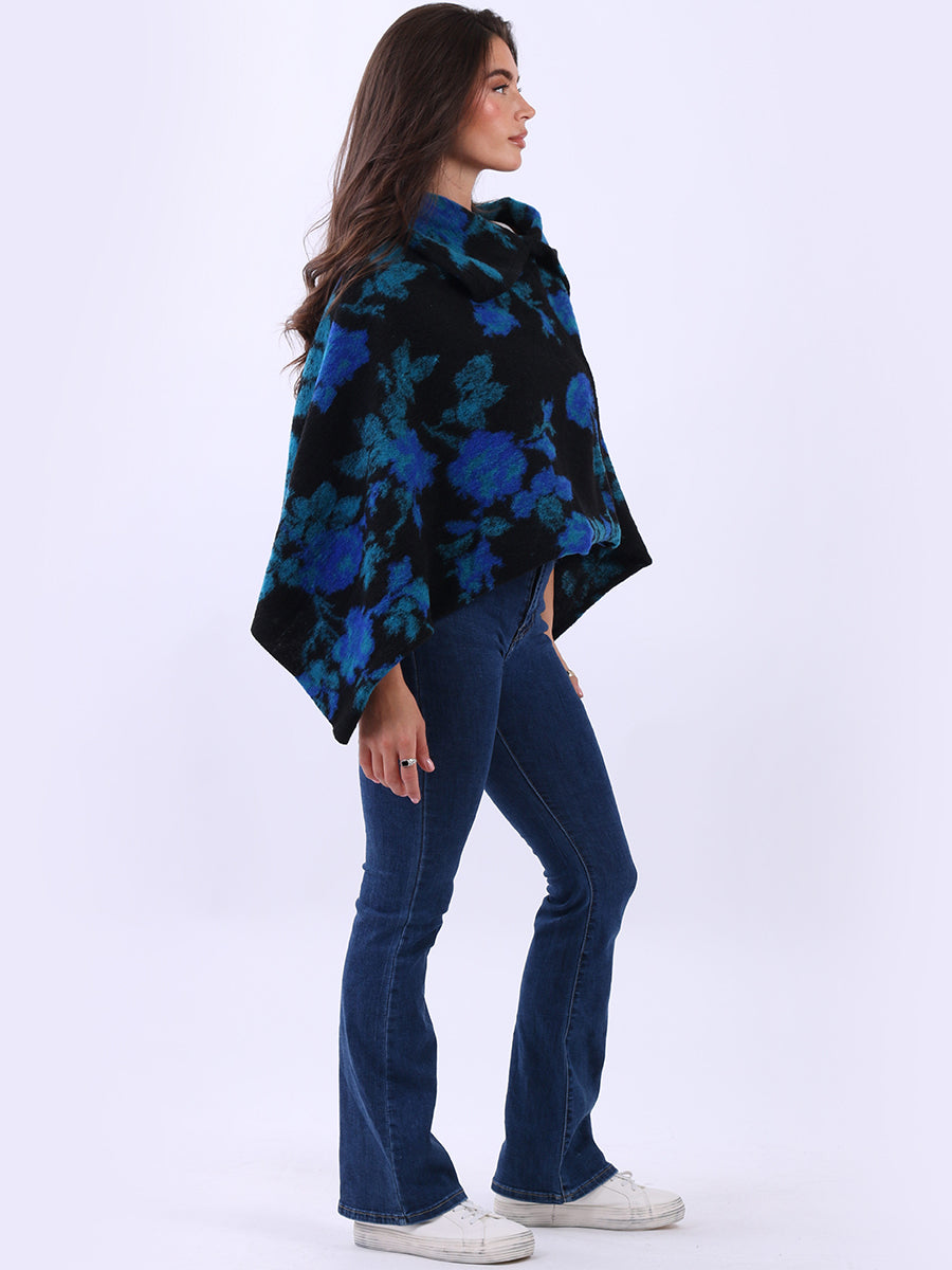 Drop Neck Floral Poncho