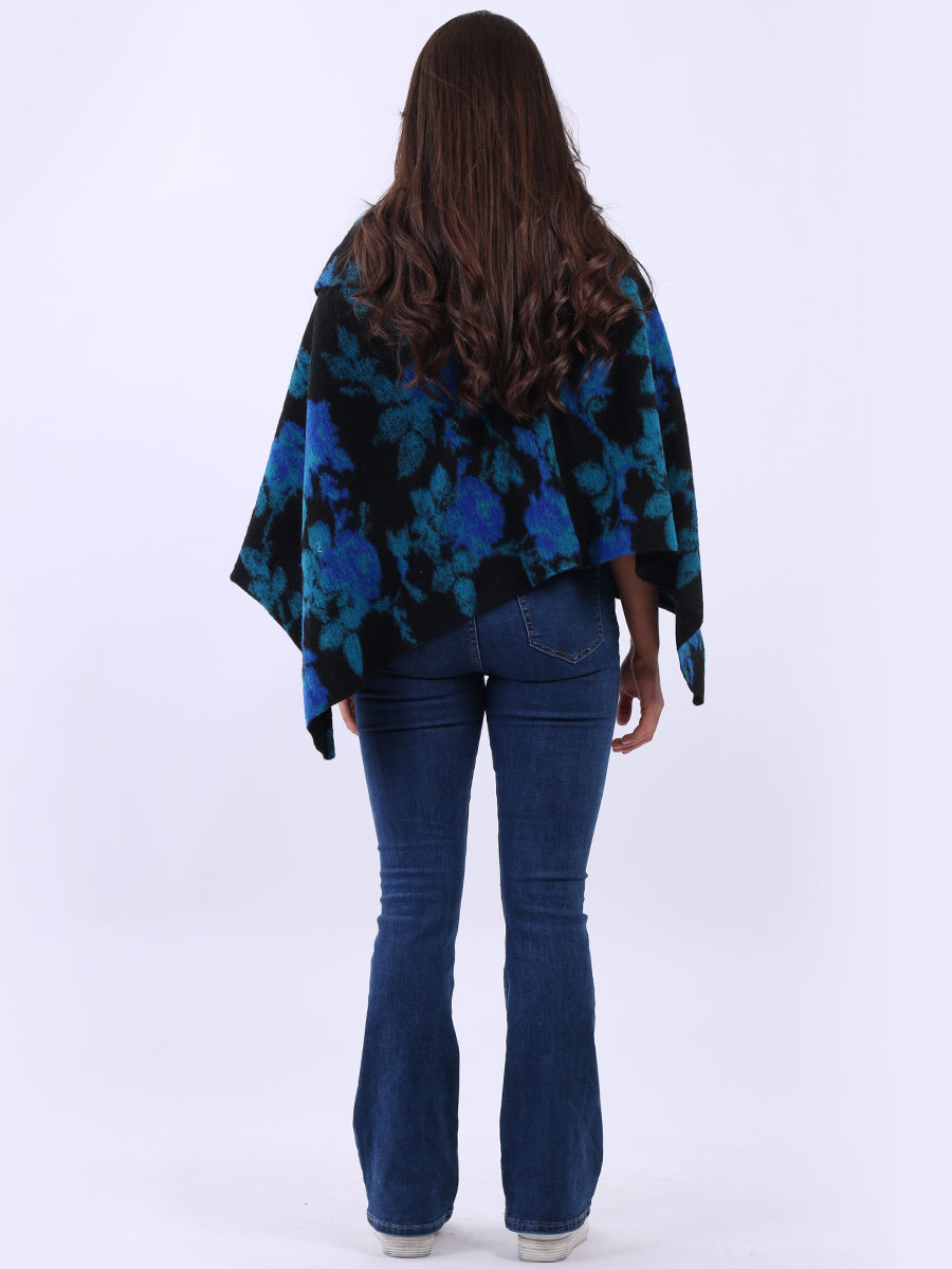 Drop Neck Floral Poncho