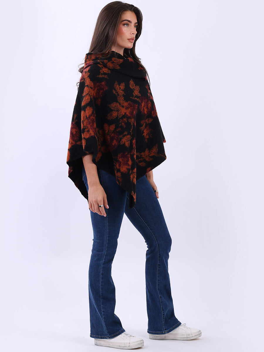 Drop Neck Floral Poncho