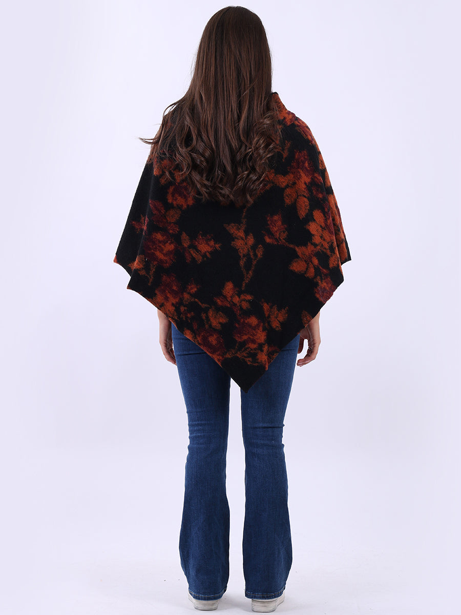 Drop Neck Floral Poncho