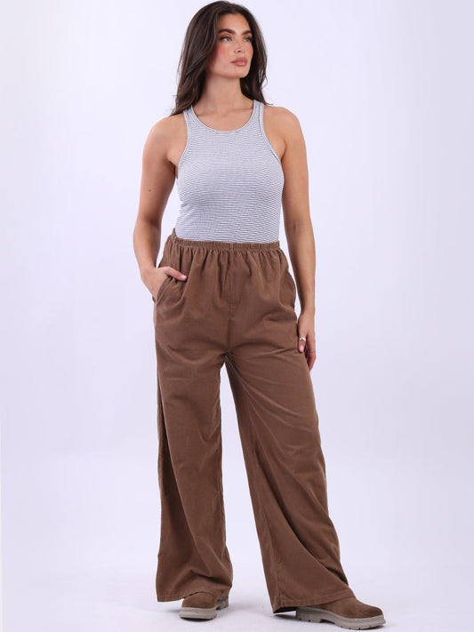 Ladies Wide Leg Cord Trouser