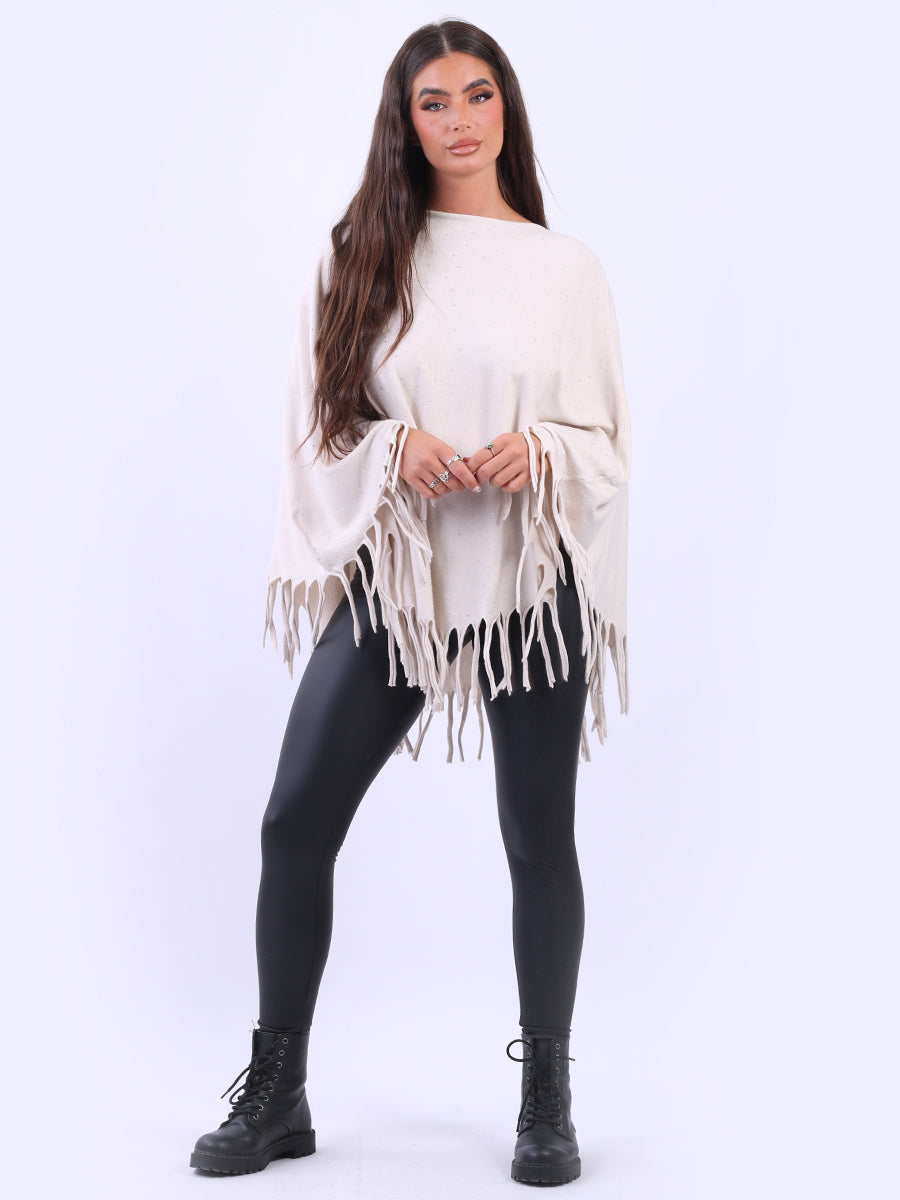 Glittery Fringed Poncho