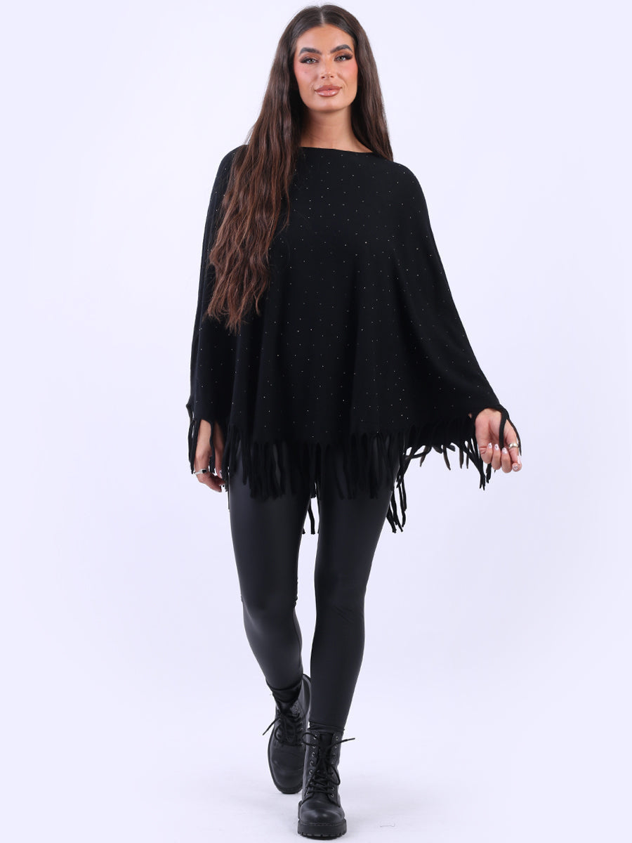 Glittery Fringed Poncho