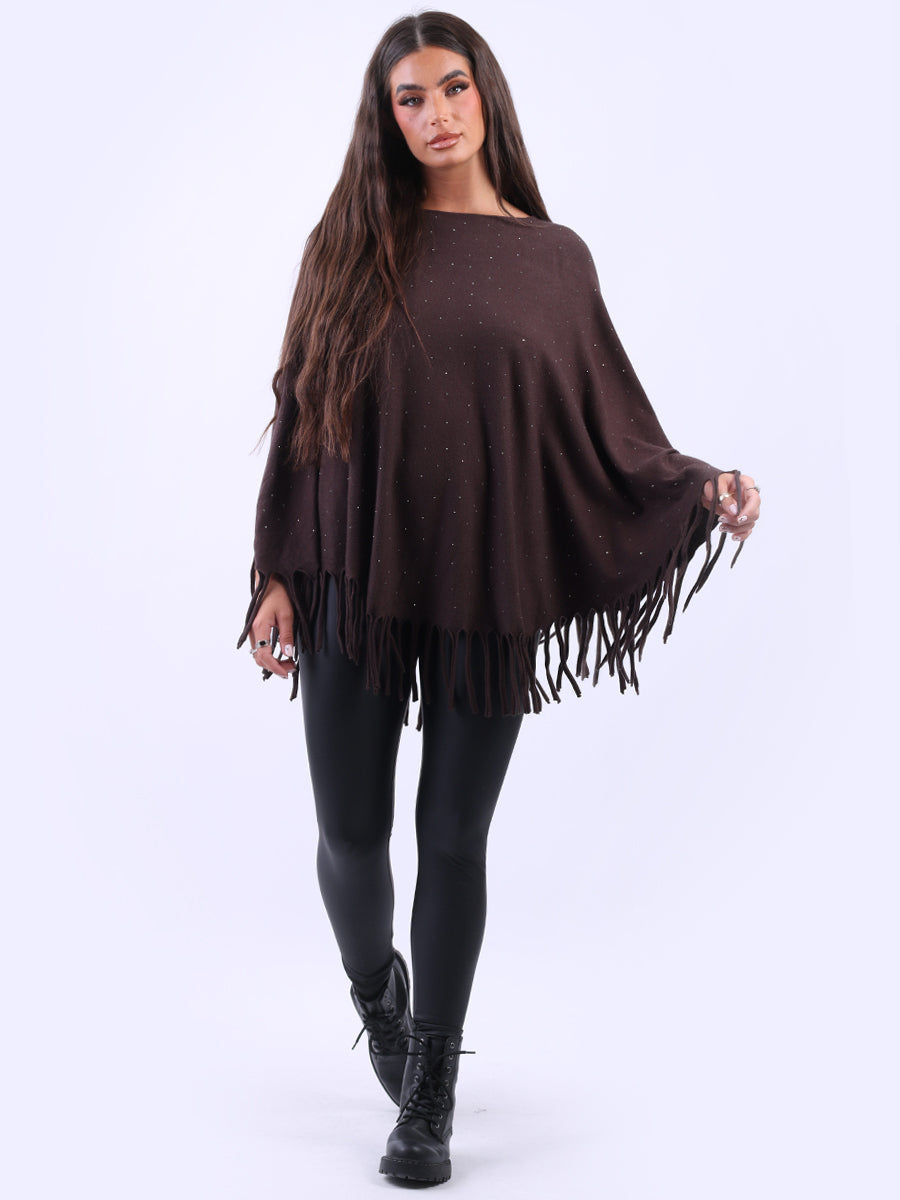 Glittery Fringed Poncho