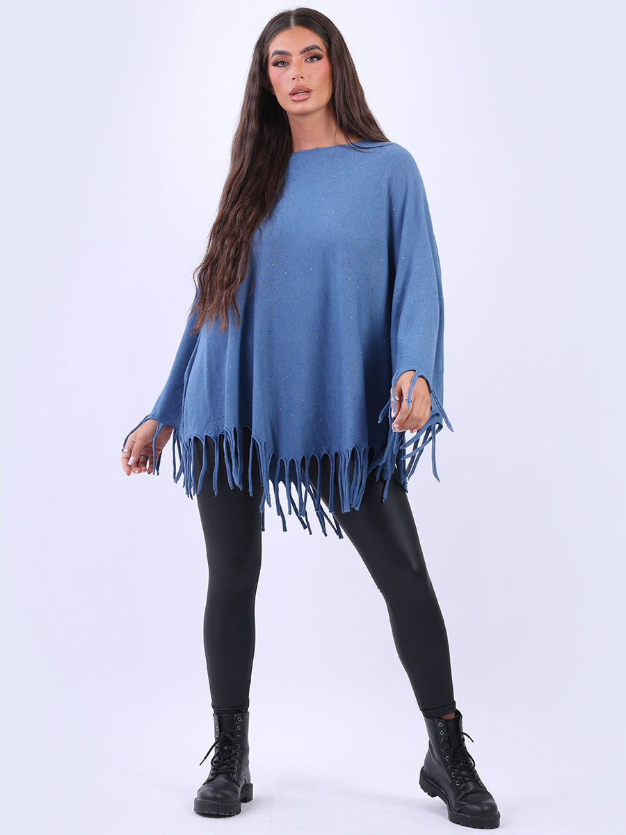 Glittery Fringed Poncho