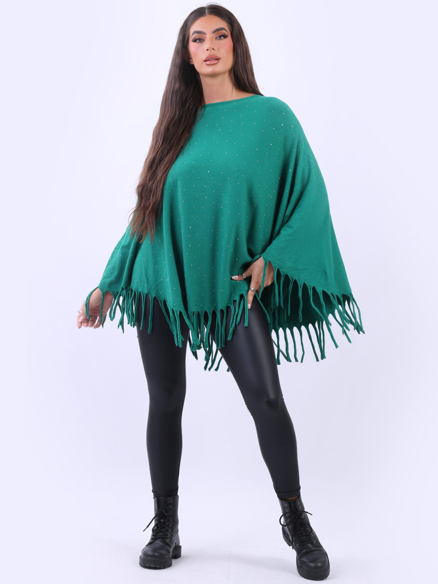 Glittery Fringed Poncho