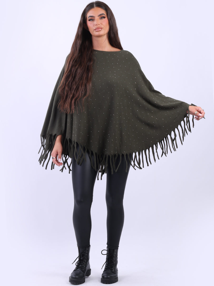 Glittery Fringed Poncho