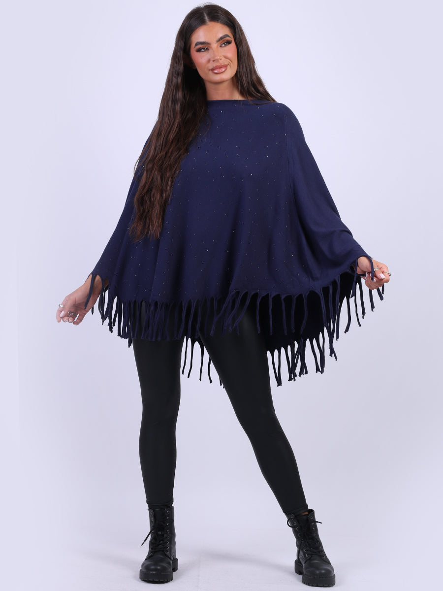 Glittery Fringed Poncho