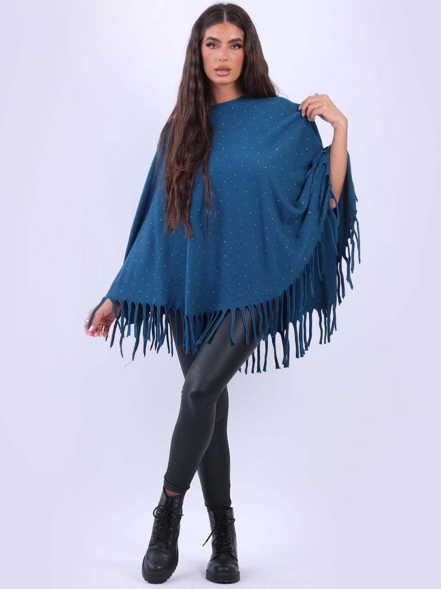 Glittery Fringed Poncho