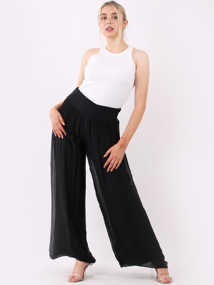 Silk Wide Leg Palazzo Pant