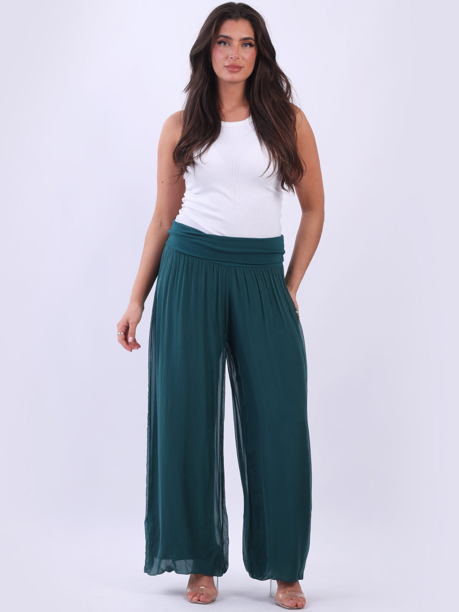 Silk Wide Leg Palazzo Pant