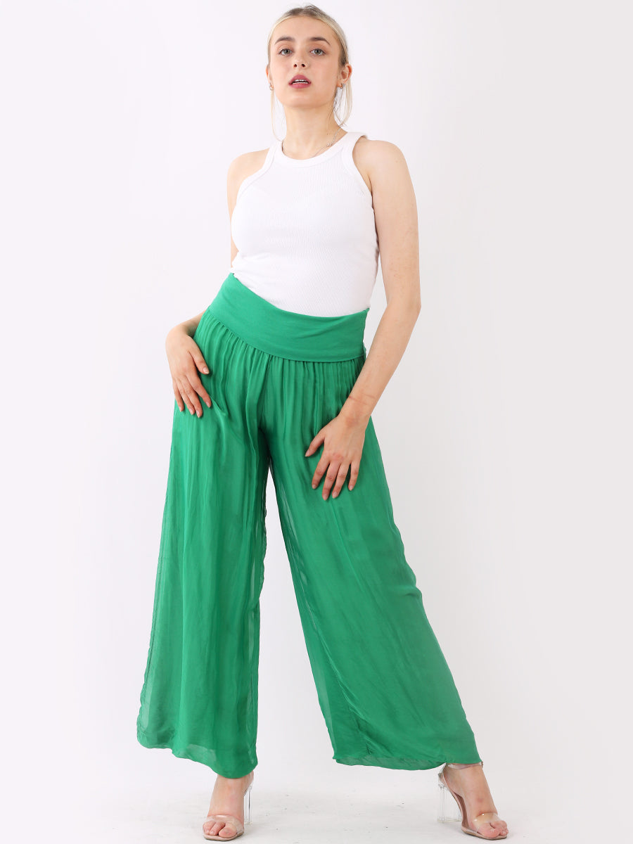 Silk Wide Leg Palazzo Pant