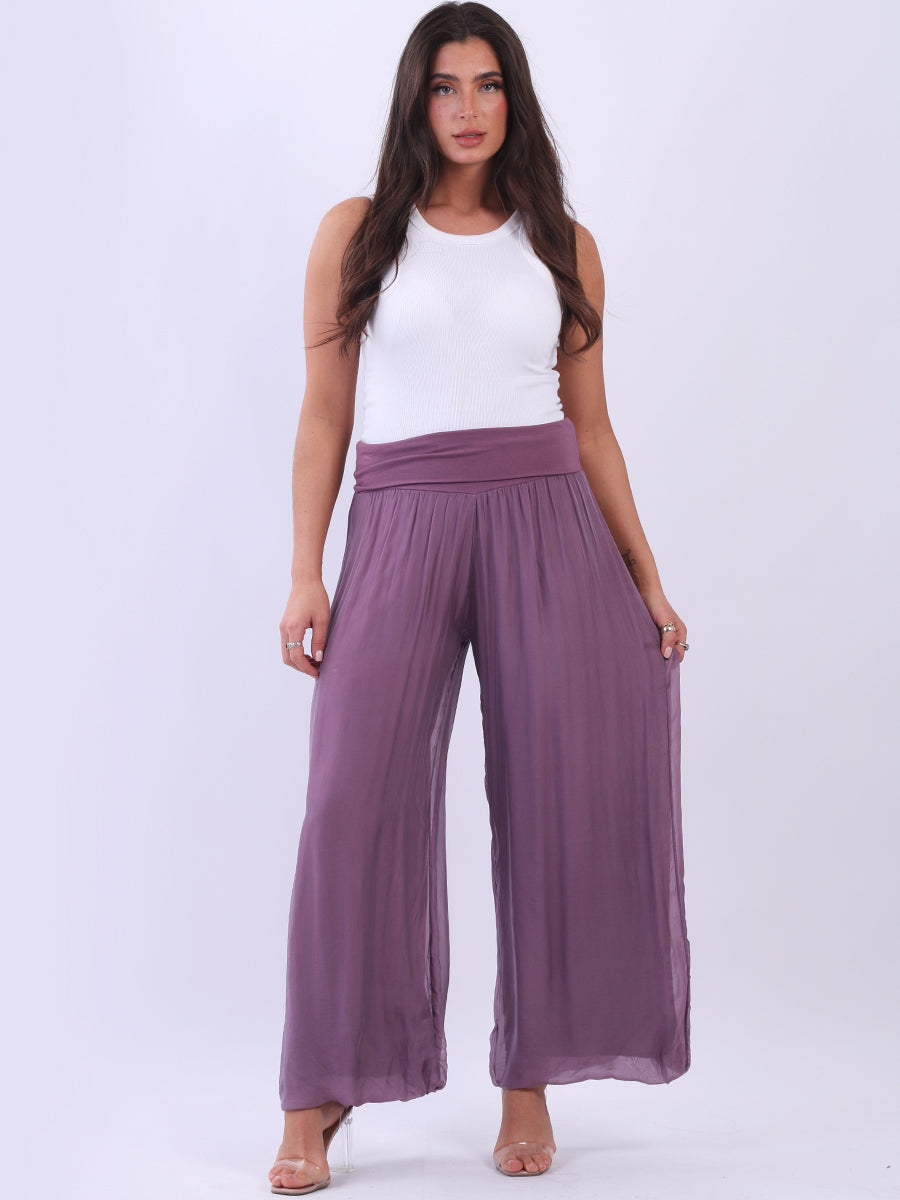 Silk Wide Leg Palazzo Pant