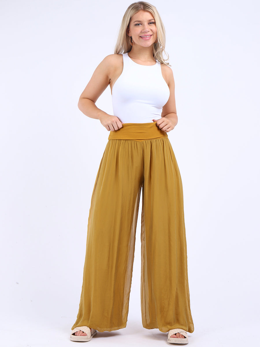 Silk Wide Leg Palazzo Pant