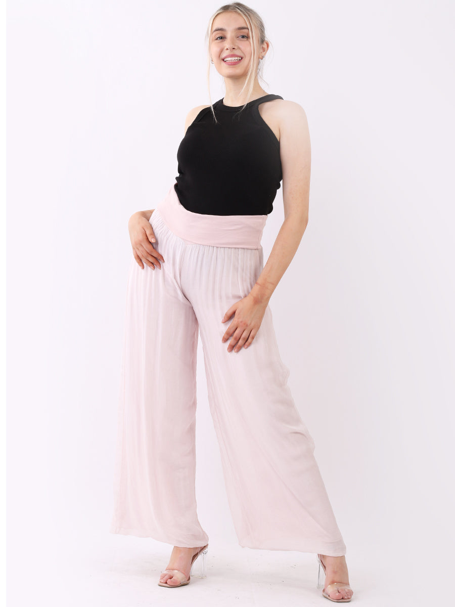 Silk Wide Leg Palazzo Pant - fully lined, stretch waistband.