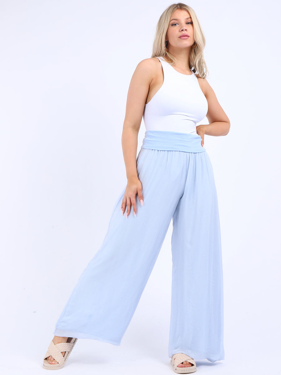 Silk Wide Leg Palazzo Pant