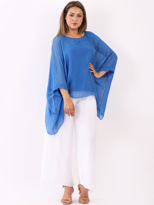 Plain Silk Batwing Top Bou chique