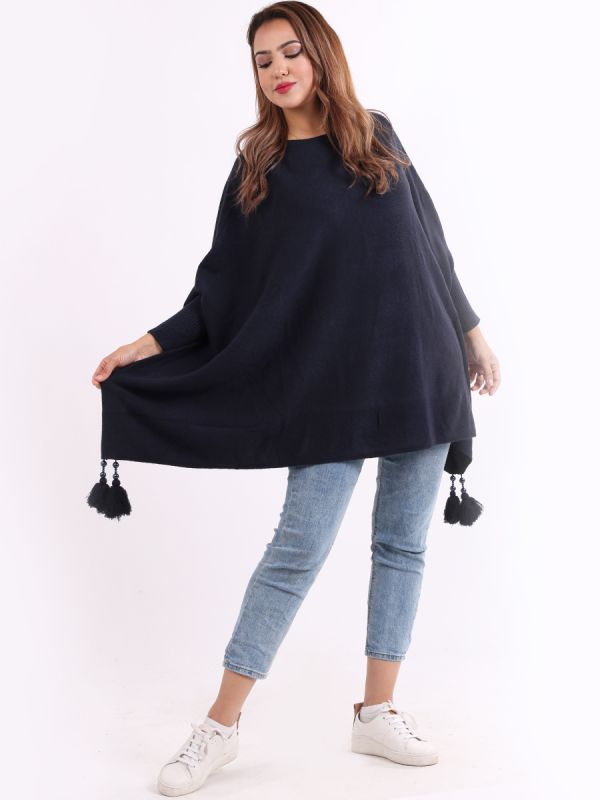 Plain Tassel Poncho