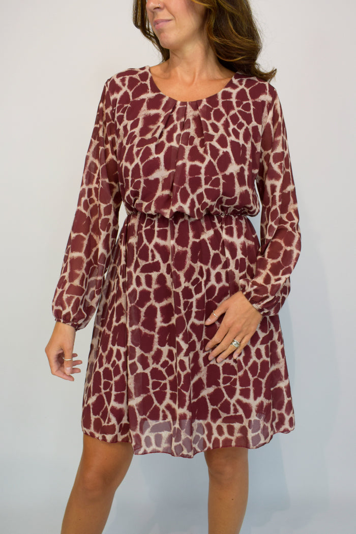 Animal Print Long Sleeve Tunic - Fully lined and long sleeves