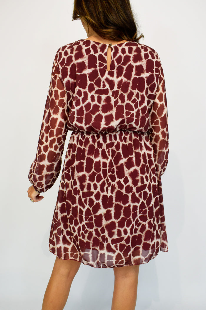 Animal Print Long Sleeve Tunic - Fully lined and long sleeves