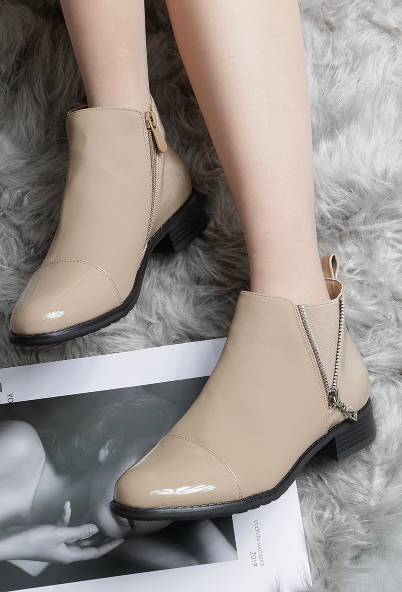 Patent Detail Ankle Boot