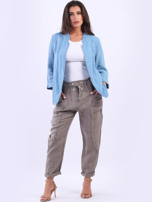 Open Front Linen Jacket