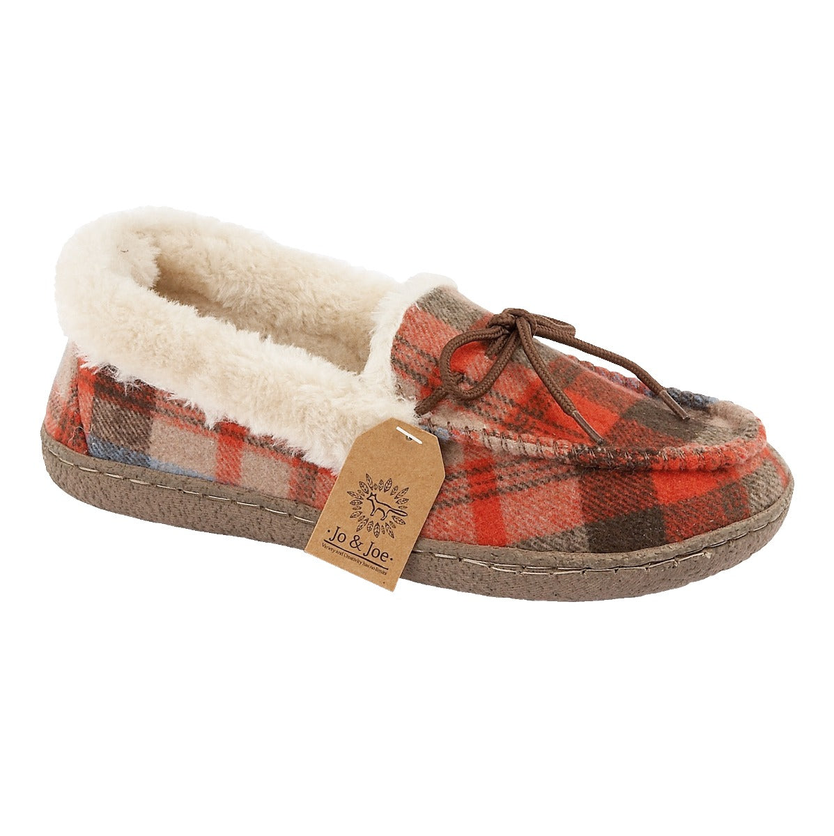 Pembroke Tartan gift boxed slippers, ladies fleecy lined moccasin.