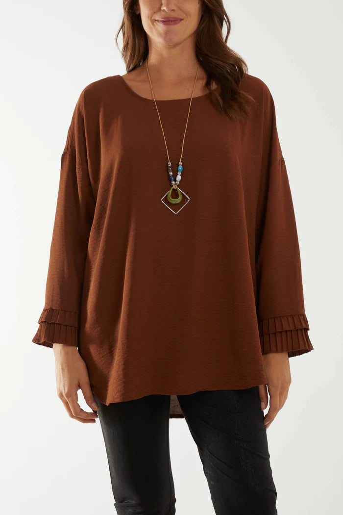 Frill Sleeve Necklace Blouse