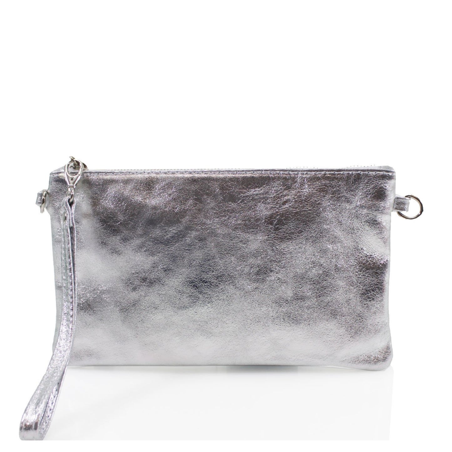 Real Leather Metallic Clutch