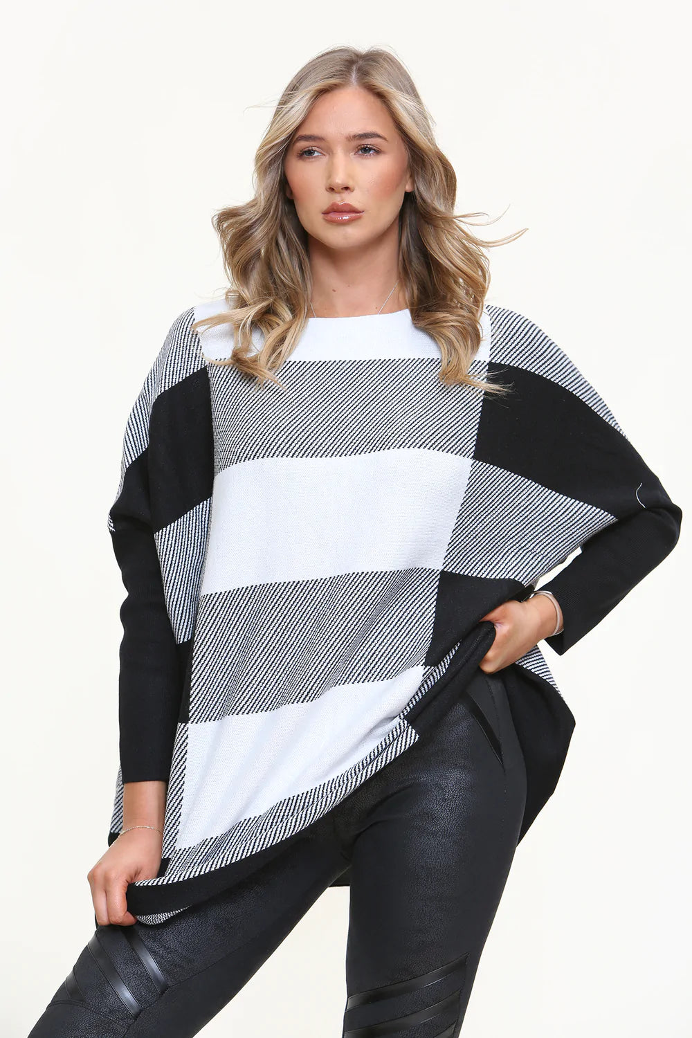 Monochrome Check Jumper - Stylish & Warm Wool Blend