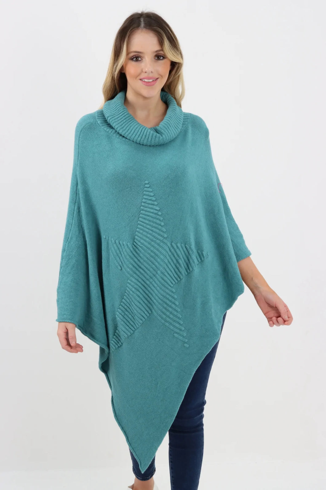 Embossed Cowl Star Poncho